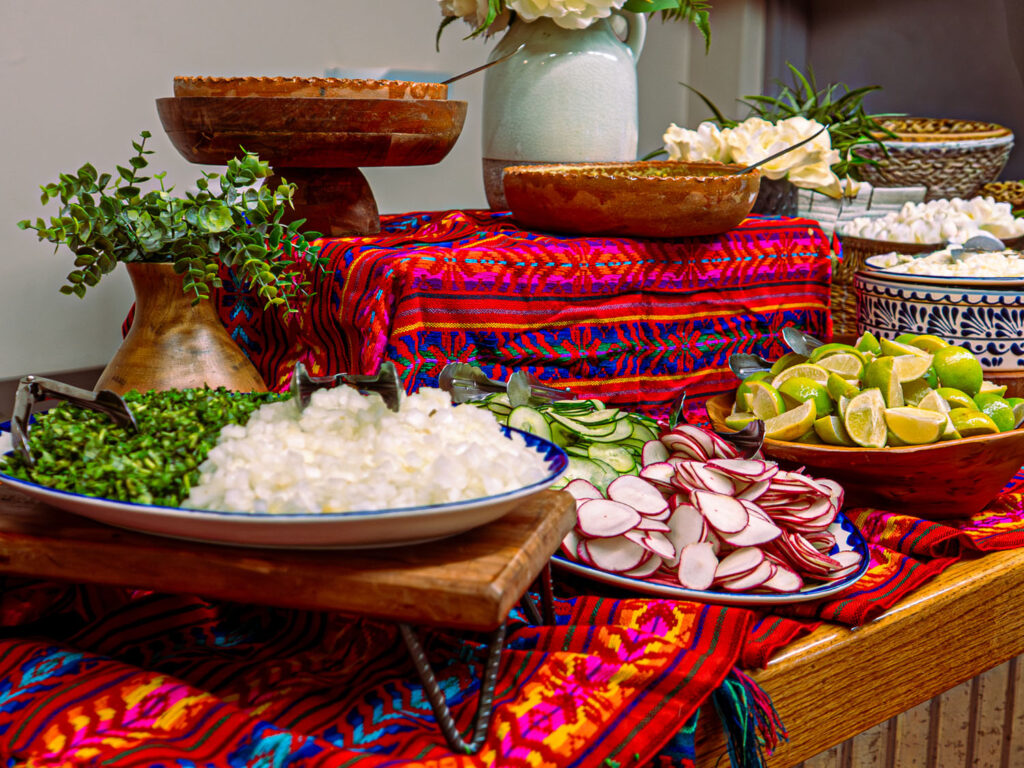 A festive table set for Cazuelita's catering